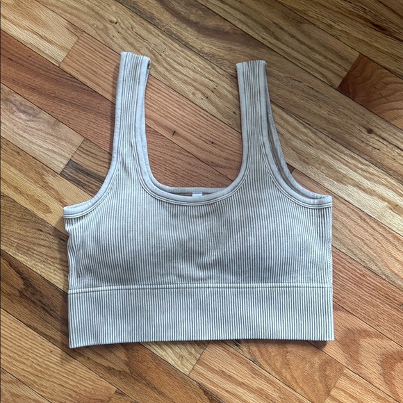 NWT Zenana Ribbed Seamless Brami With Removable Cups Ash Mocha Size L/XL - Picture 4 of 8